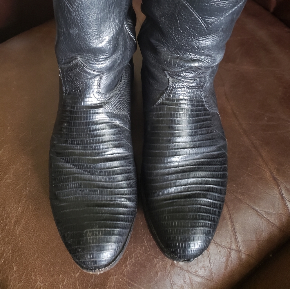 Black Lizard Roper Cowboy Boots